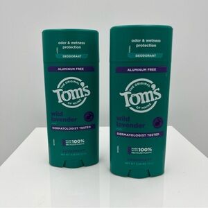 Lot of (2) Tom's of Maine Wild Lavender Deodorant Aluminum Free Unisex 3.25 oz